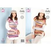 King Cole Pattern 5931 Ladies Cowl and V Neck Tanks in Safari Chunky