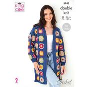 5943 Crochet Long Cardigan Yarn &amp; Pattern Pack Small
