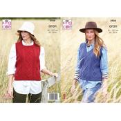 King Cole Pattern 5958 Round &amp; V-neck Tanks in Wool Aran