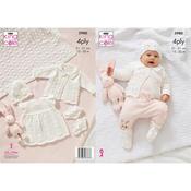 King Cole Pattern 5980 Shawl, Matinee Coat, Dress Hat &amp; Bootees in Cherished 4Ply