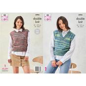 King Cole Pattern 5994 Round &amp; V Neck Tanks in Homespun Prism DK