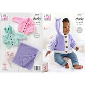 King Cole Pattern 6017 Hooded Jackets, Cardigan &amp; Blanket in Big Value Baby Chunky