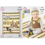 King Cole Pattern 6043 Traditional Baby Crochet Set in Cherished DK