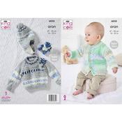 Pattern 6050 Sweater, Jacket, &amp; Hat Knitted in Cosy Love Aran