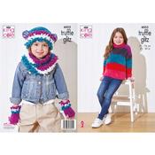 King Cole Pattern 6055 Sweater &amp; Accessories in Truffle Glitz