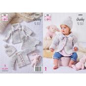 King Cole Pattern 6084 Coat, Cardigan, Top &amp; Hat in Bumble Chunky