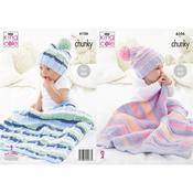 King Cole Pattern 6106 Blankets &amp; Hat in Comfort Chunky