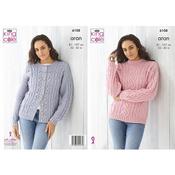 King Cole Pattern 6108 Sweater &amp; Cardigan in Wool Aran