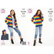 King Cole Pattern 6120 Sweater, Hooded Cardigan &amp; Hat in Pricewise DK