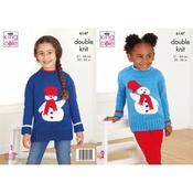 King Cole Pattern 6147 Snowman Sweaters in Glitz DK