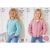 King Cole Pattern 6154 Sweater &amp; Cardigan in Simply Denim DK