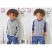 King Cole Pattern 6155 Sweater &amp; Slipover in Simply Denim DK