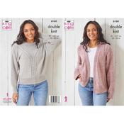 King Cole Pattern 6160 Sweater &amp; Cardigan in Simply Denim DK image