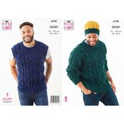 King Cole Pattern 6190 Sweater, Slipover and Hat in Aran image