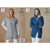 King Cole Pattern 6206 Hooded Jacket &amp; Waistcoat in Super Chunky