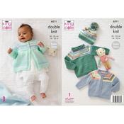 King Cole Pattern 6211 Cardigan, Sweater, Matinee Coat &amp; Hat in Cherish DK and Cherished DK