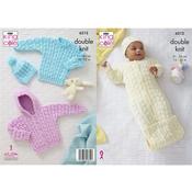 King Cole Pattern 6212 Sweater, Jacket, Sleeping Bag &amp; Hat in Double Knitting