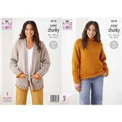 King Cole Pattern 6218 Sweater and Cardigan in Super Chunky