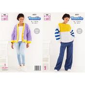 King Cole Pattern 6231 Sweater &amp; Cardigan in Toastie