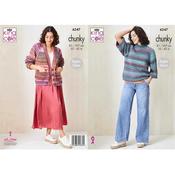 King Cole Pattern 6247 Sweater &amp; Cardigan in Cottagespun Chunky
