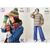 King Cole Pattern 6249 Sweater &amp; Accessories in Cottagespun Chunky