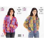 King Cole Pattern 6258 CROCHET Granny Square Cardigan &amp; Jumper in Bramble DK