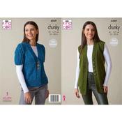 King Cole Pattern 6269 Capped Sleeve Cardigan and Waistcoat in Chunky Tweed