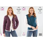 King Cole Pattern 6338 Cardigan and Slipover in Merino Blend DK