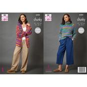 King Cole Pattern 6384 Sweater and Cardigan in Flair Chunky