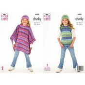 King Cole Pattern 6400 Poncho, Slipover and Hats in Hedgerow Chunky
