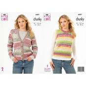 King Cole Pattern 6401 Cardigan and Slipover in Hedgerow Chunky