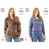 King Cole Pattern 6429 Sweater and Cardigan in Cottagespun Chunky