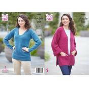 King Cole Pattern 6456 Sweater &amp; Cardigan in DK