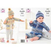 King Cole Pattern 6462 Baby Cardigans &amp; Hats in Baby Fjord DK