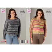 King Cole Pattern 6480 Sweater &amp; Cardigan in Flair Chunky