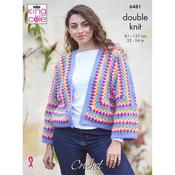 King Cole Pattern 6481 Crochet Cardigan in Merino Blend DK image