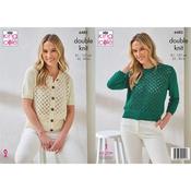King Cole Pattern 6482 Sweater and Cardigan in Linendale DK