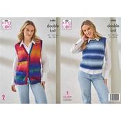 King Cole Pattern 6486 Sleeveless Cardigan &amp; Top in Riot DK