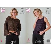 Pattern 6490 Long Sleeve Top and Vest in Firefly Aran