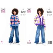 King Cole Crochet Pattern 6489 Flower Cardigan and Jumper in Big ValueChunky