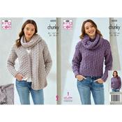 King Cole Pattern 6503 Cardigan and Sweater with Cowl in Chunky