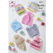 King Cole Pattern 6520 Baby Hats in Dk image