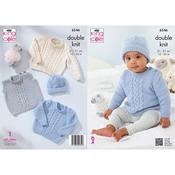 King Cole Pattern 6546 Slipover, Cardigan, Sweater and Hat knitted in Little Lamb DK