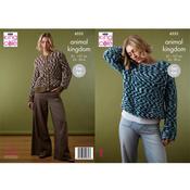 King Cole Pattern 6552 Sweater and Cardigan Knitted in Animal Kingdom