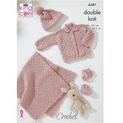 King Cole Pattern 6587 Baby Shell Crochet Stitch set in Dk