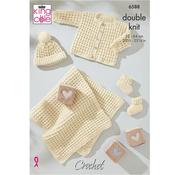 King Cole Pattern 6588 Baby Waffle Crochet Stitch set in DK
