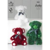 King Cole Pattern 9021 Knit Teddy Bears in Tinsel