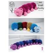 King Cole Pattern 9041 Knit Tinsel Caterpillar / Centipede