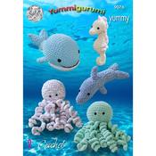 King Cole Pattern 9076 Crochet Snuggle Octopus, Whale, Seahorse &amp; Dolphin in Yummy