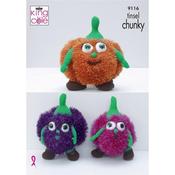 King Cole Pattern 9116 Pumpkins in Tinsel Chunky &amp; Dollymix DK